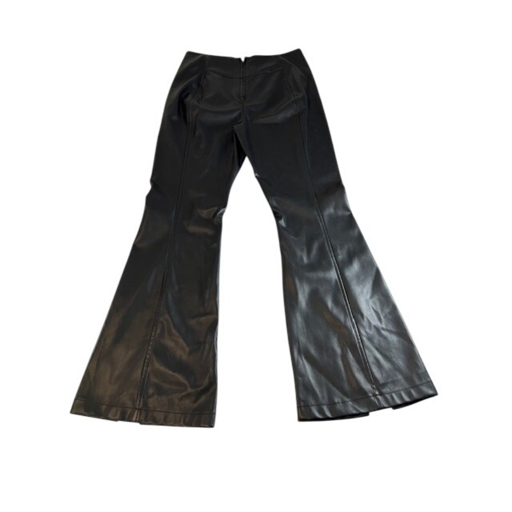 WE THE FREE Black Faux Leather Flare Split Leg Pants Womens Size 31 - Picture 2 of 12